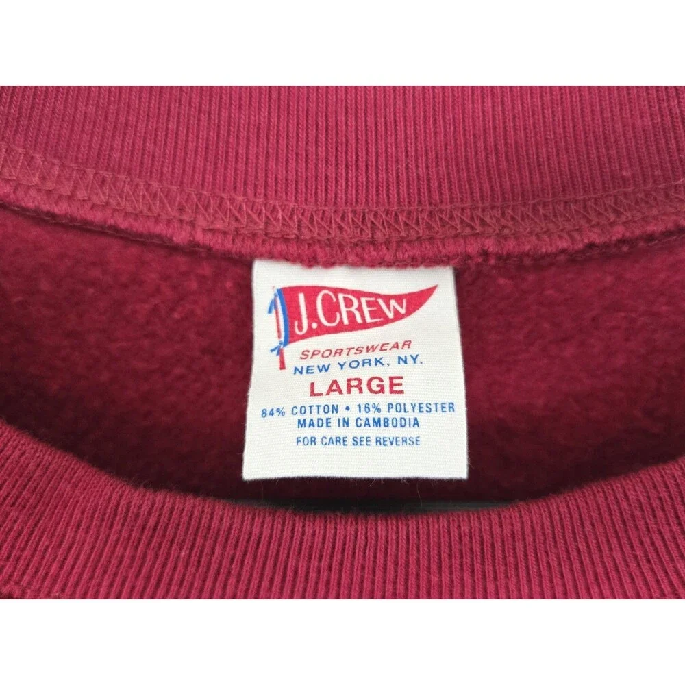 Vintage J Crew Sweatshirt Mens Large Red Sportswear Crewneck Blank Pullover